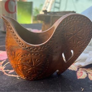 Hand carved wooden folk art pitcher from Yugoslavia - antique